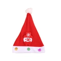 Bonnet de Noël en peluche rouge avec bonhomme de neige 3D et flocons de neige brillants - Autocollant lumineux bonhomme de neige / Rouge/Blanc