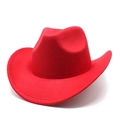 Classic red Western cowboy felt hat with wide curved brim and stylish pinched crown - One Size 58cm / Plain Style / Red