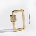 Micro-set 18K gold plated rectangular necklace clasp with sparkling rhinestones 21mm - Gold Rectangle Clasp Style (DBN018-1)
