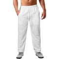 Pantalon de plage en lin à rayures verticales pour hommes avec taille élastiquée - Blanc