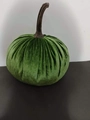 Elegant green velvet pumpkin ornament with realistic brown stem for festive home decor - 7cm / Emerald Green