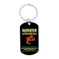 Black stainless steel keychain for daughter with yellow text and rose floral pattern - CW0047 Rose Butterfly Style