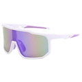 Lunettes de cyclisme avec monture blanche et verres réfléchissants violets de sport - Monture Blanche Verres Violets