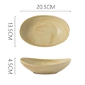 Japanese style handmade ceramic pasta bowl in speckled beige with dimensions 20.5x13.5x4.5cm - Beige Boat Shaped Bowl