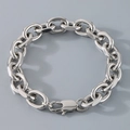 Pulsera de cadena de eslabones ovalados de acero inoxidable plateado con cierre de langosta - Pulsera 20CM / Hebilla Cuadrada Corte Plano (5.4mm) / Color Acero