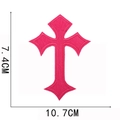 Detailed view of rose red embroidered cross patch with dimensions 7.4cm x 10.7cm - No.9-Rose Red (W22SZJ-045-09)