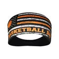 Elastic sports headband in black with Basketball Dad print and creative flag pattern - Basketball Dad Black/Orange