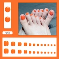 Glossy bright orange press-on toenails for summer, 24 pieces set in various sizes - Solid Bright Orange (F067) / Glue Type