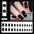 Glanzende zwarte kunstnagels set van 24 stuks met vierkante ovale vorm voor vrouwen - Glanzend Zwart Vierkant (CF012)
