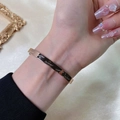 Bracciale rigido in acciaio inossidabile oro rosa con incisione Love Forever e cuore - Oro rosa