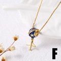 Gouden ketting met vliegtuig- en blauwe emaille globe hanger en strass, variant F - Globe Vliegtuig (Stijl F)