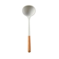 Cucharón de silicona blanco crema con mango de madera para cocina antiadherente - Cuchara de Sopa
