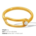 Minimalist 18K gold plated multi-layer stainless steel ring with an irregular pearl - Size 7 / Gold