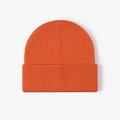 Bright orange knit beanie with folded cuff, soft thick ribbed thermal hat for winter - One Size / Tangerine Red (23B090)