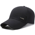 Classic dark black baseball cap with metallic S FASHION plate and textured fabric - Adjustable / Navy Blue