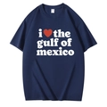 T-shirt en coton bleu marine avec imprimé I Love the Gulf of Mexico et coupe décontractée - Bleu marine