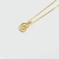 Minimalist gold letter G pendant necklace with honeycomb texture on fine chain - Letter G