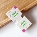 White and green handmade jewelry display cards for hair clips on wooden tray - Green Purple Handmade
