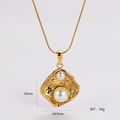 Dettaglio del ciondolo vintage dorato con doppie perle, dimensioni 29 mm x 24,5 mm - Stile Doppia Perla Irregolare (Stile 2)