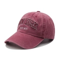 Vintage burgundy washed baseball cap with white New York Est. 1625 embroidery details - Burgundy