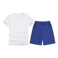 Kids sports set with a plain white cotton T-shirt and royal blue athletic shorts - Top And Bottom / White/Royal Blue / 100cm