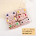 Lot de 6 beignets réalistes en PU avec vermicelles colorés dans une boîte cadeau claire - Boîte de Gâteaux à la Crème de Fruits (XMB-04)