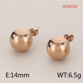 Minimalist 14mm hollow rose gold ball stud earrings with mirror finish - Hollow Rose Gold (14mm)