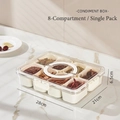 Creamy white 8-compartment food container with clear lid and handle on marble counter - 8-Grid / Single Piece