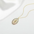 Vintage 18K gold plated oval necklace with Guadalupe pendant and colorful crystals - Gold White Enamel (Colorful Zirconia) XL3363-6
