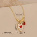 Goldene Hamsa-Hand-Halskette mit rotem Herzanhänger aus robustem Edelstahl - Weiße Hamsa-Hand / Weiß