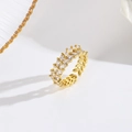 Anello aperto a spiga di grano placcato oro 18k con cristalli su sfondo bianco - Stile Spiga di Grano Anello Aperto (ZYN-DMR194G)