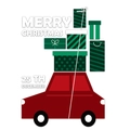 Christmas window sticker featuring a red car with stacked green gifts and Merry Christmas text - Small (40x55cm) / Small Car Style (Static Cling)