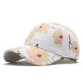 Detail of floral baseball cap with orange blossoms and gold metallic embroidery edges - One Size / White