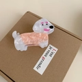 Cartoon dachshund hair claw clip in pearlescent white and marble pink acetate finish - Pink / 8.3x5cm