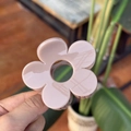Pince à cheveux fleur rose lotus élégante avec boucle papillon de 8cm pour coiffures - Moyen (8cm) / Brun lotus
