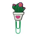 Cute green cactus paperclip bookmark with white flowerpot and pink heart detail - 4112-23 Heart Cactus