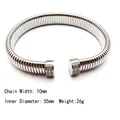 Detail of 10mm wide stainless steel cuff bracelet with sparkling zircon accents - Zirconia Inlaid C-Shaped Open Bracelet (10mm Width) / Steel
