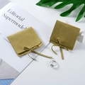 Olive green and ginger microfiber jewelry pouches with ribbon bow closure and flap - Microfiber Ribbon Style / 7*7cm / Fruit Green