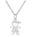 Silver girl pendant necklace with micro-pave cubic zirconia on a delicate chain - Boy Platinum White Zirconia