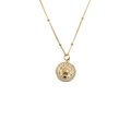 Golden necklace with lion head pendant and zircon circles in a minimalist style - 40+5cm / Gold