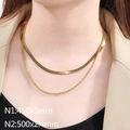 Conjunto de collares de dos capas chapado en oro de 18k con cadena de serpiente - Estilo 450mm+500mm (KN287144-Z) / Dorado