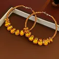 Grote gouden oorringen met amberkleurige druppelkristallen in een luxe stijl - Grote Ring Waterdruppel Stijl / Champagne