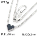 Collana in acciaio inossidabile con ciondolo a cuore nero e catena tennis di lusso - Collana Cuore (KN286413-HR) / Acciaio-Nero