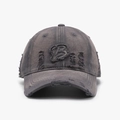 Distressed dark gray washed cotton baseball cap featuring embroidered letter B design - Adjustable / Dark Gray