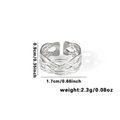 Adjustable silver titanium steel ring featuring an intricate woven texture design - Tyr0430 / Adjustable Open