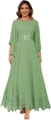 Sage green chiffon formal dress with lace appliques and elegant cape sleeves - Matcha Green / US size 2 (S)