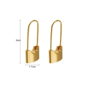 Detailed size view of 18K gold plated U-shaped earrings measuring 3cm by 1.1cm - Oil Dripped Safety Pin Earrings - Gold