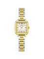 Elegant gold and silver dual-tone square steel watch with Roman numeral dial for women - Gold Case White Dial Two-tone Band