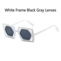 Fashionable square sunglasses with thick white frames and gradient black-grey lenses - White Frame Dark Grey Lens
