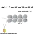 Moule en silicone 8 cavités rondes pour supports de téléphone et porte-clés - 8 Cavités Rondes - DI 4,5 cm / Blanc Translucide